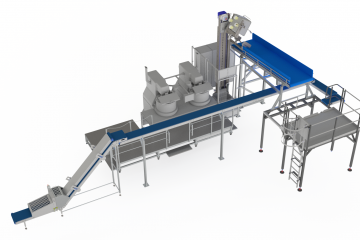 Venmatic kuiptransport in combinatie met Diosna SP160E, hefkiep en transportbanen-copy